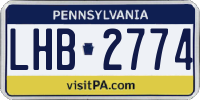 PA license plate LHB2774