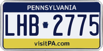 PA license plate LHB2775
