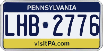 PA license plate LHB2776