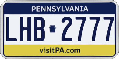 PA license plate LHB2777