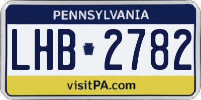 PA license plate LHB2782