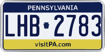 PA license plate LHB2783