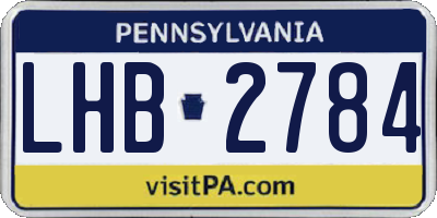 PA license plate LHB2784