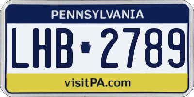 PA license plate LHB2789