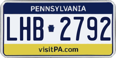 PA license plate LHB2792