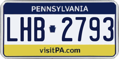 PA license plate LHB2793