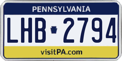 PA license plate LHB2794