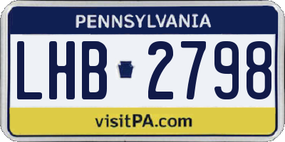 PA license plate LHB2798