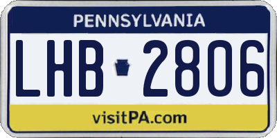 PA license plate LHB2806