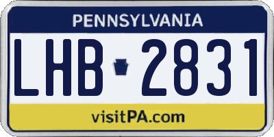 PA license plate LHB2831