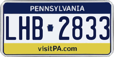 PA license plate LHB2833