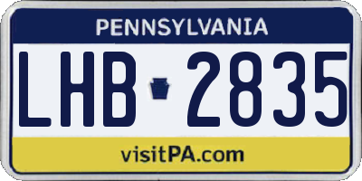 PA license plate LHB2835