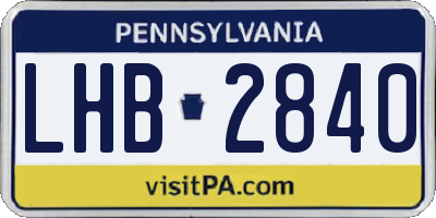 PA license plate LHB2840
