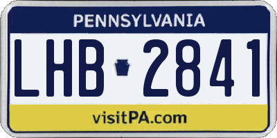 PA license plate LHB2841