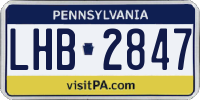 PA license plate LHB2847