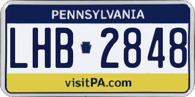 PA license plate LHB2848