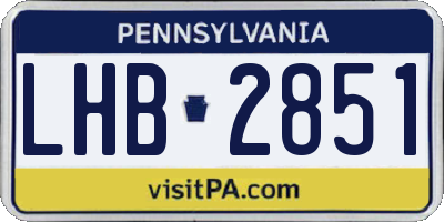 PA license plate LHB2851