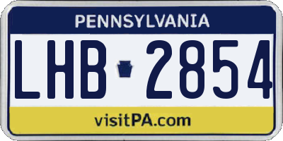 PA license plate LHB2854