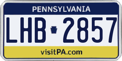 PA license plate LHB2857