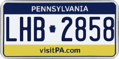 PA license plate LHB2858