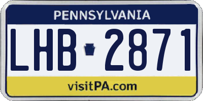PA license plate LHB2871