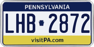 PA license plate LHB2872