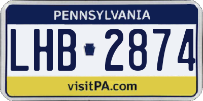 PA license plate LHB2874