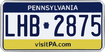 PA license plate LHB2875