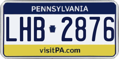 PA license plate LHB2876