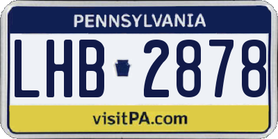 PA license plate LHB2878