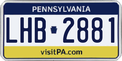 PA license plate LHB2881