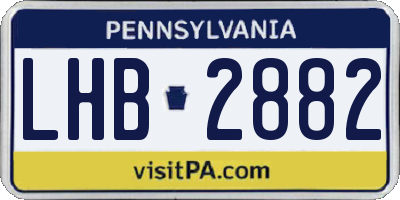 PA license plate LHB2882