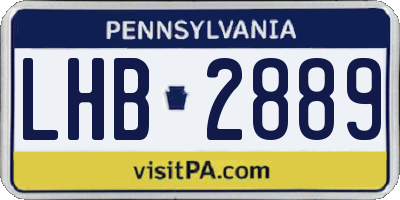 PA license plate LHB2889