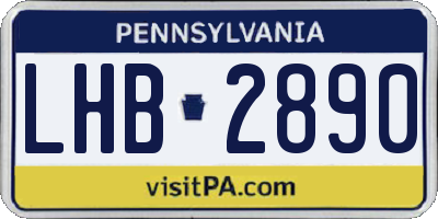 PA license plate LHB2890