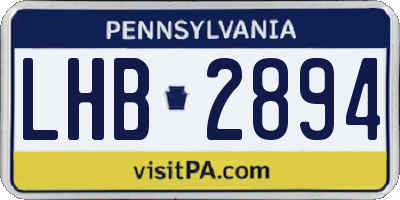 PA license plate LHB2894