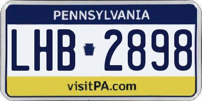 PA license plate LHB2898