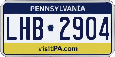 PA license plate LHB2904