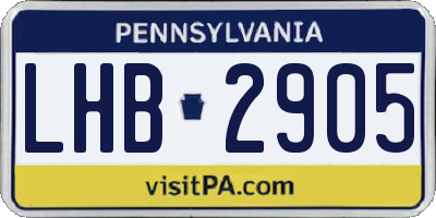 PA license plate LHB2905