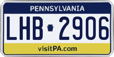 PA license plate LHB2906
