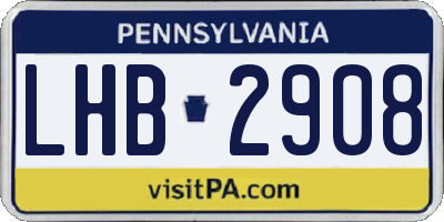 PA license plate LHB2908