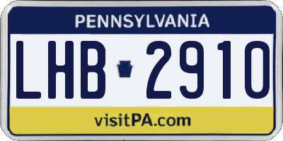 PA license plate LHB2910