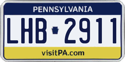 PA license plate LHB2911