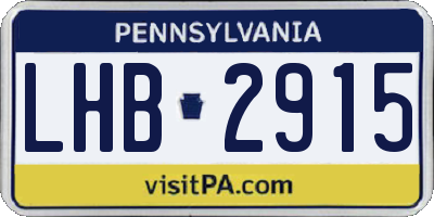PA license plate LHB2915