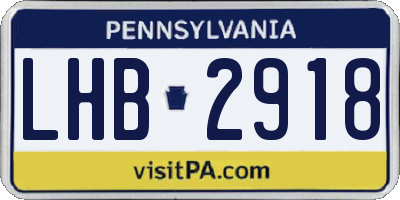 PA license plate LHB2918