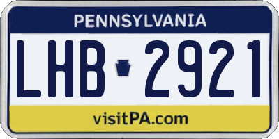PA license plate LHB2921