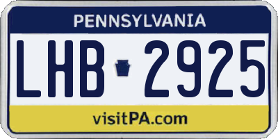 PA license plate LHB2925