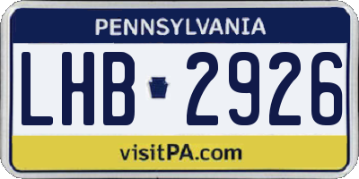 PA license plate LHB2926