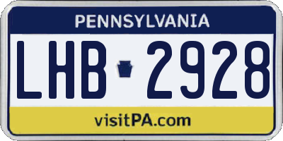PA license plate LHB2928