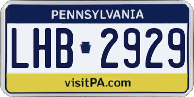 PA license plate LHB2929