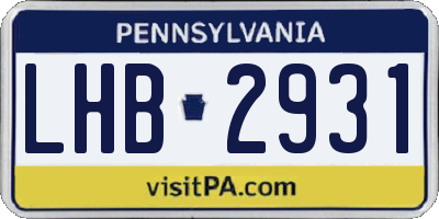 PA license plate LHB2931